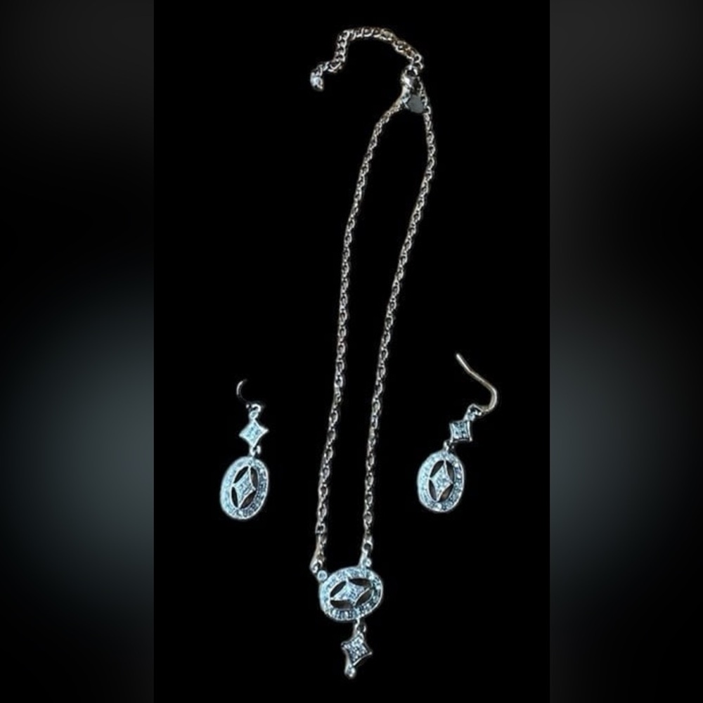 Lia Sophia Silver Earrings and necklace Elegant Design set in box